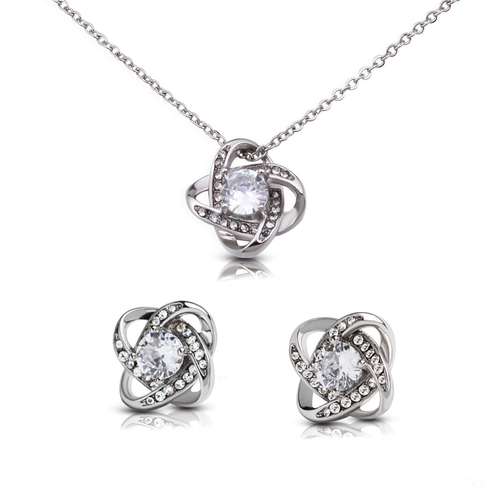 Love Knot Earring & Necklace Set Gift For Mom