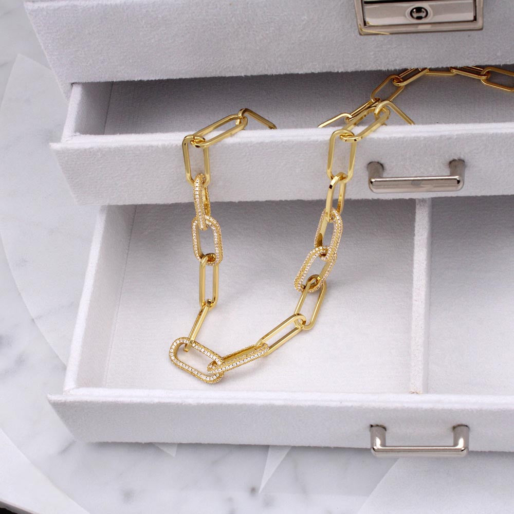 Forever Linked "I Love You" Necklace 14k White & Yellow Gold Gift For Her