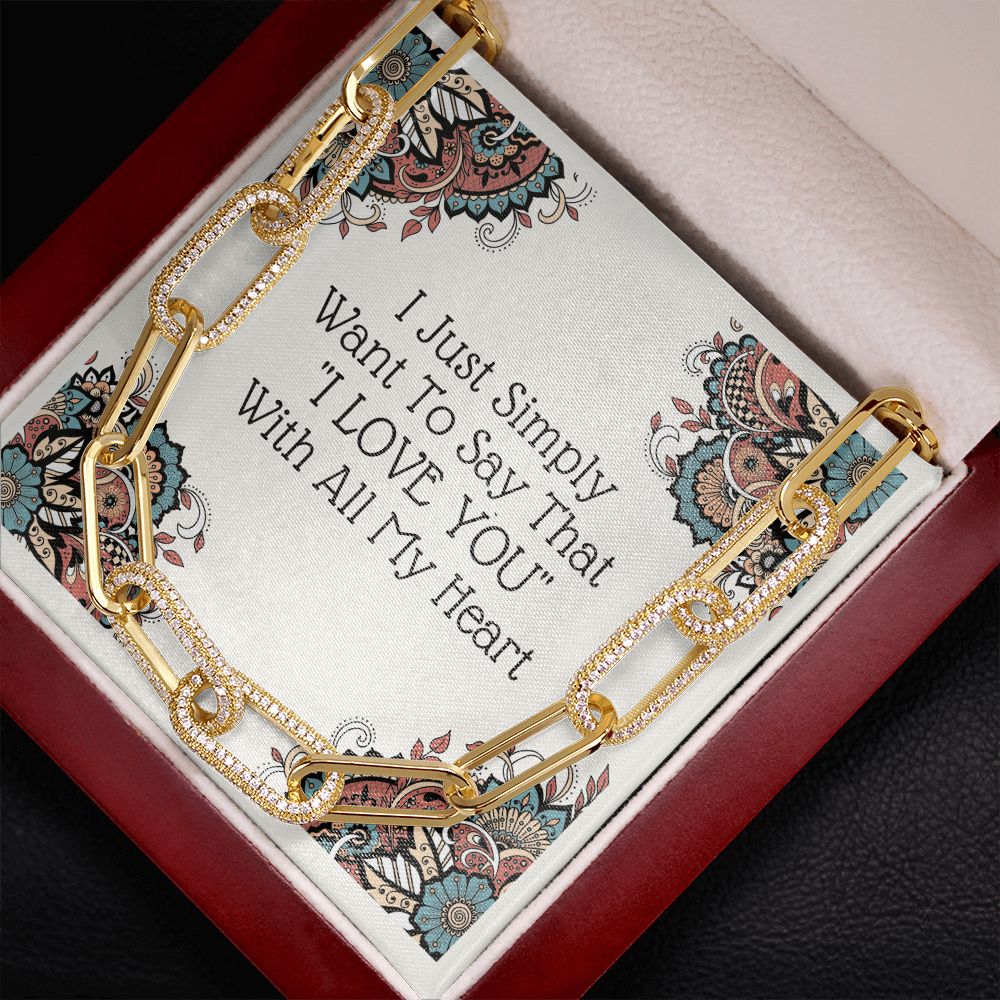 Forever Linked "I Love You" Necklace 14k White & Yellow Gold Gift For Her