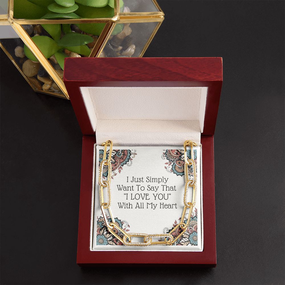 Forever Linked "I Love You" Necklace 14k White & Yellow Gold Gift For Her