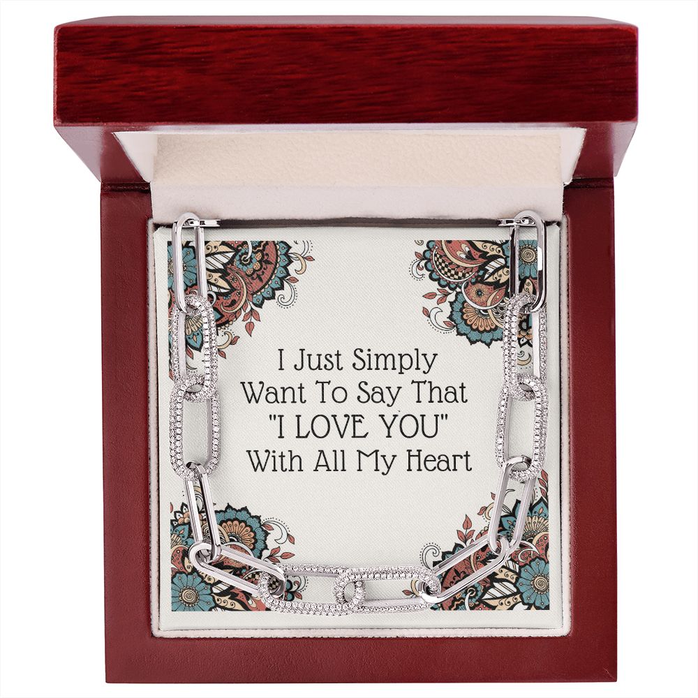 Forever Linked "I Love You" Necklace 14k White & Yellow Gold Gift For Her