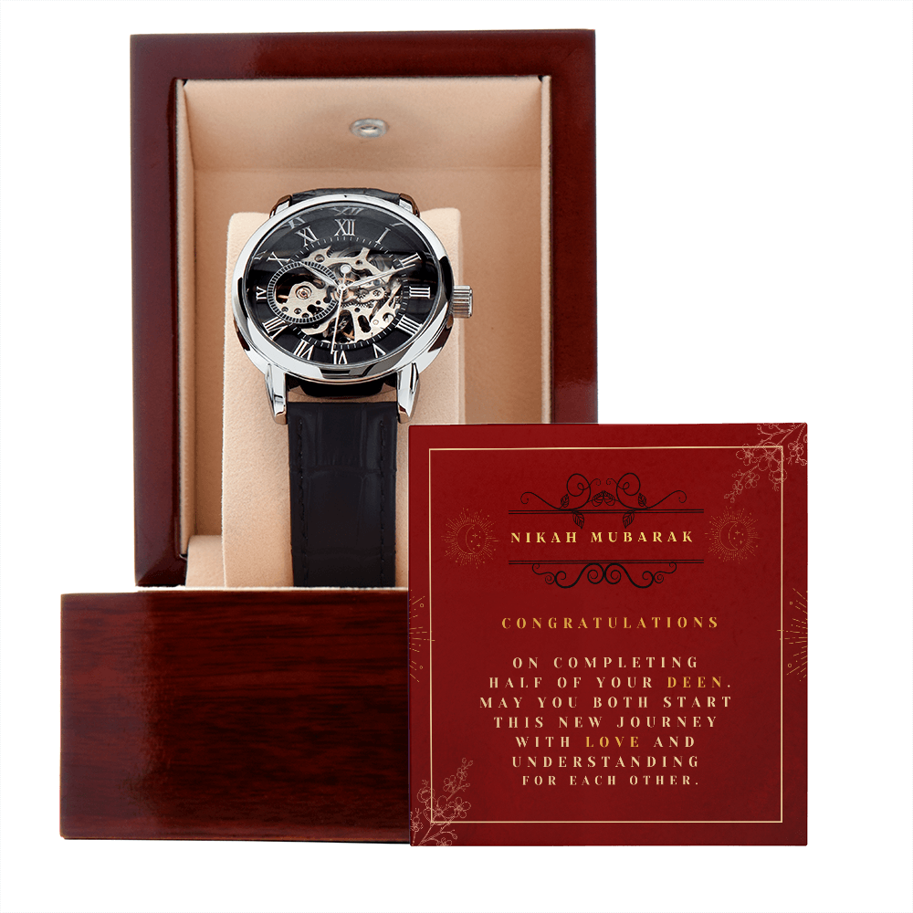 Men's Openwork Watch Nikkah Mubarak Muslim Wedding Gift For The Groom