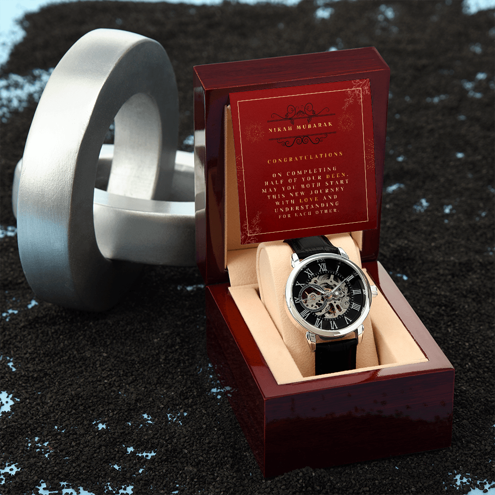 Men's Openwork Watch Nikkah Mubarak Muslim Wedding Gift For The Groom