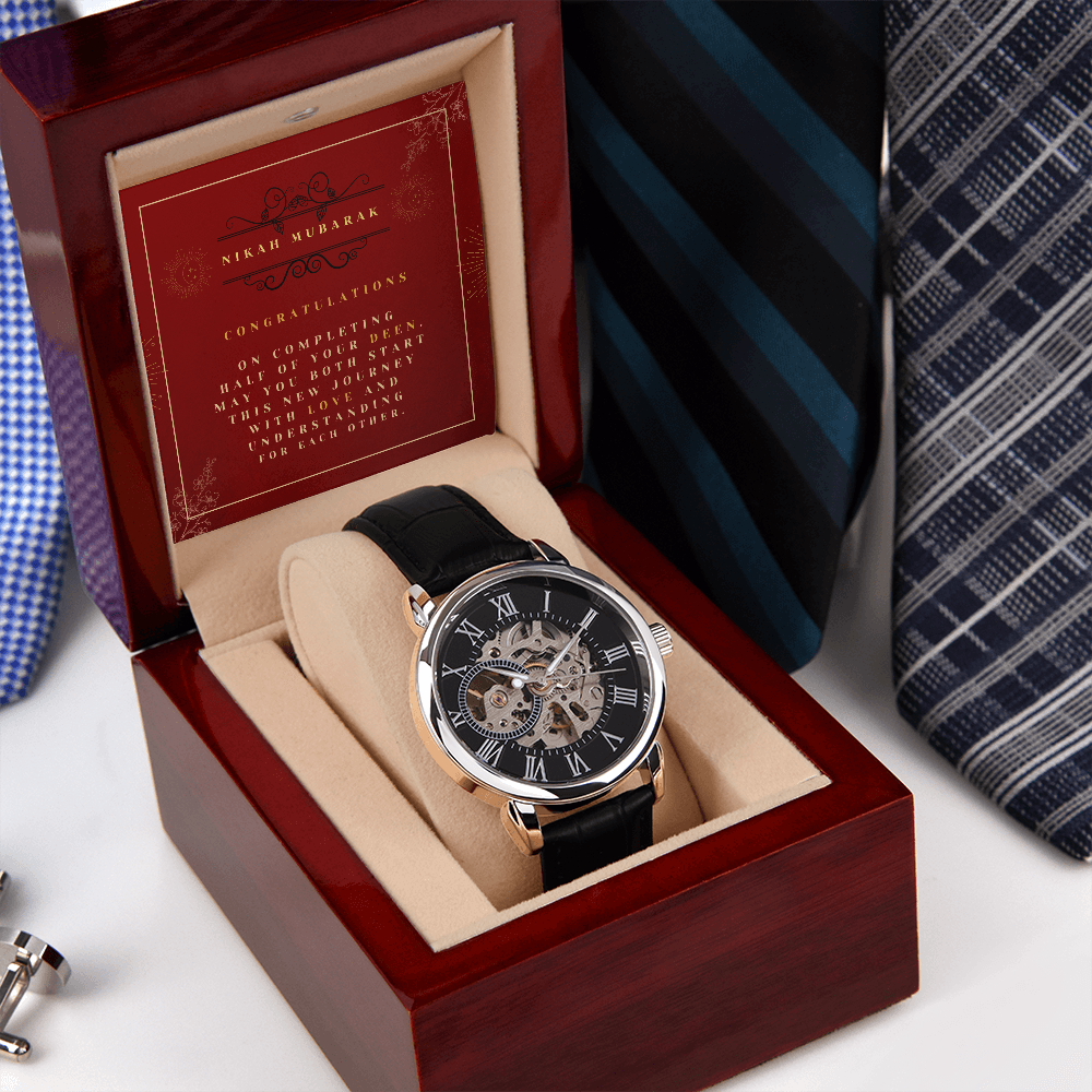 Men's Openwork Watch Nikkah Mubarak Muslim Wedding Gift For The Groom