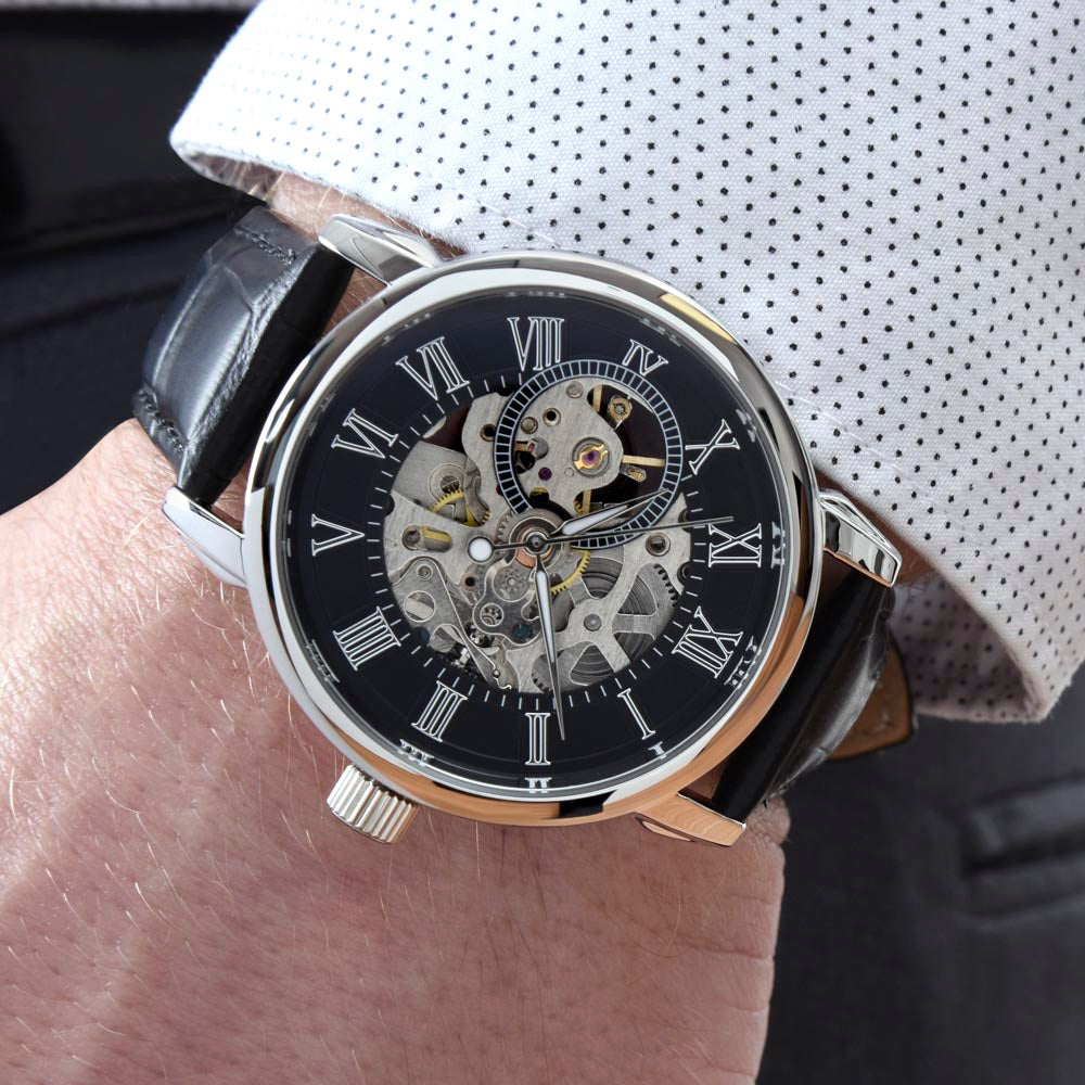 To My Amazing Husband Black Openwork Watch Gift For Him