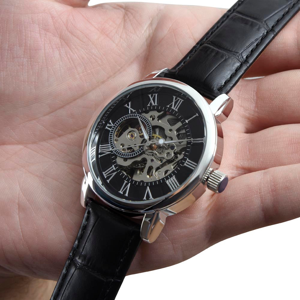 To My Amazing Husband Black Openwork Watch Gift For Him