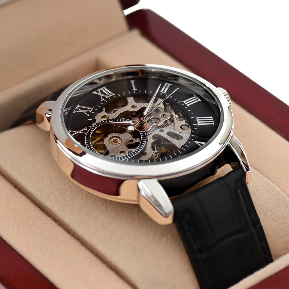 Men's Nikkah Gift - Black Openwork Watch - Muslim Men Wedding Gift