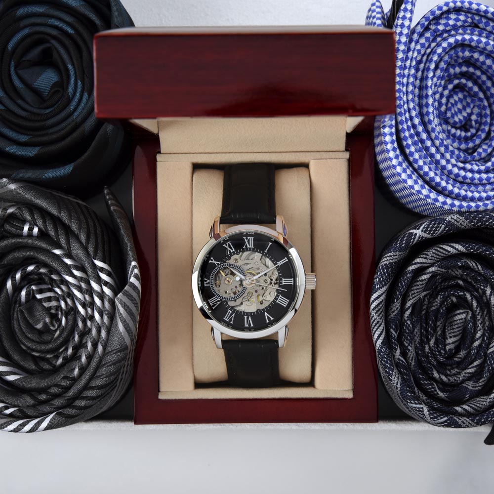 To My Amazing Husband Black Openwork Watch Gift For Him