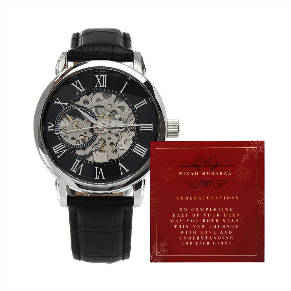 Men's Openwork Watch Nikkah Mubarak Muslim Wedding Gift For The Groom