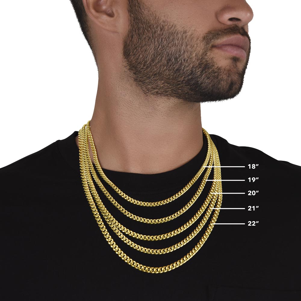 Cuban Link Chain 14k Yellow Gold & Polished Stainless Steel Gift For Dad