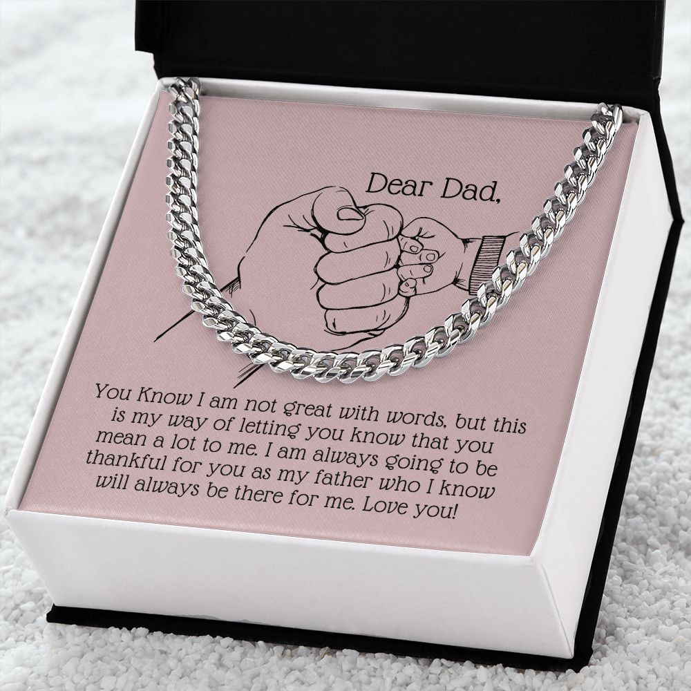 Cuban Link Chain 14k Yellow Gold & Polished Stainless Steel Gift For Dad