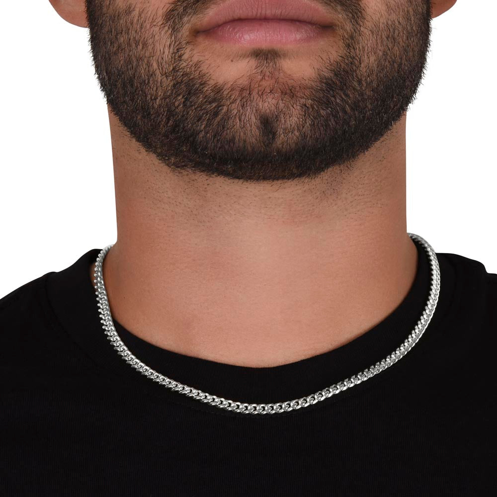 Cuban Link Chain 14k Yellow Gold & Polished Stainless Steel Gift For Dad