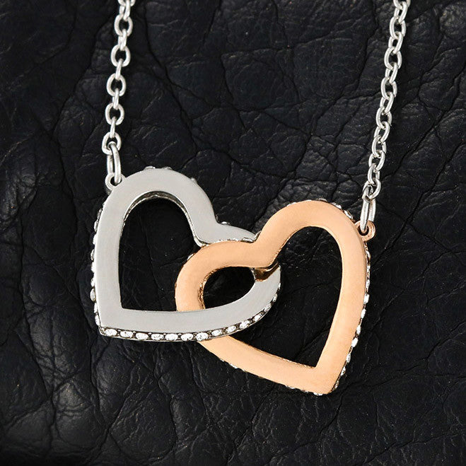 Twin Sister Interlocking Heart Necklace Birthday Gift For Her - 18k Gold