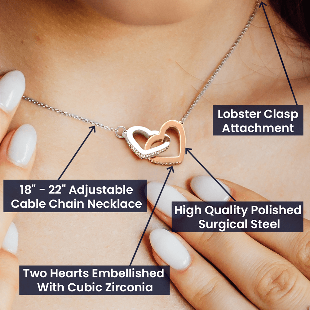 Twin Sister Interlocking Heart Necklace Birthday Gift For Her - 18k Gold