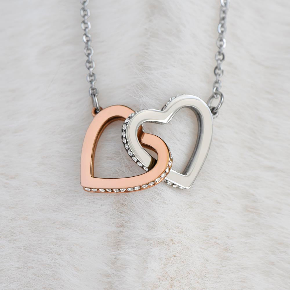 Valentine Interlocking Hearts (Promise or Proposal) Necklace With CZ Crystals 18k Gold Gift For Her