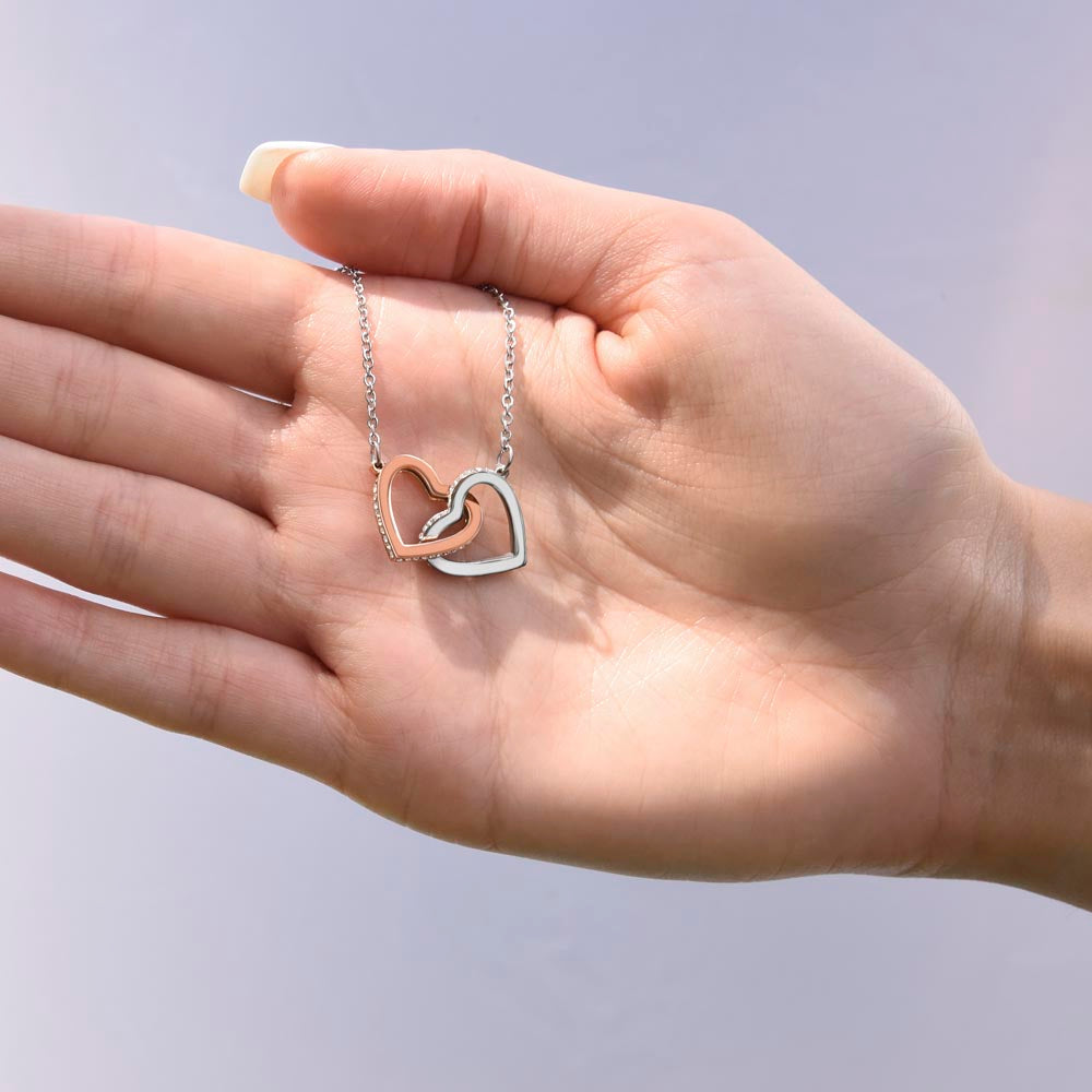 Valentine Interlocking Hearts (Promise or Proposal) Necklace With CZ Crystals 18k Gold Gift For Her