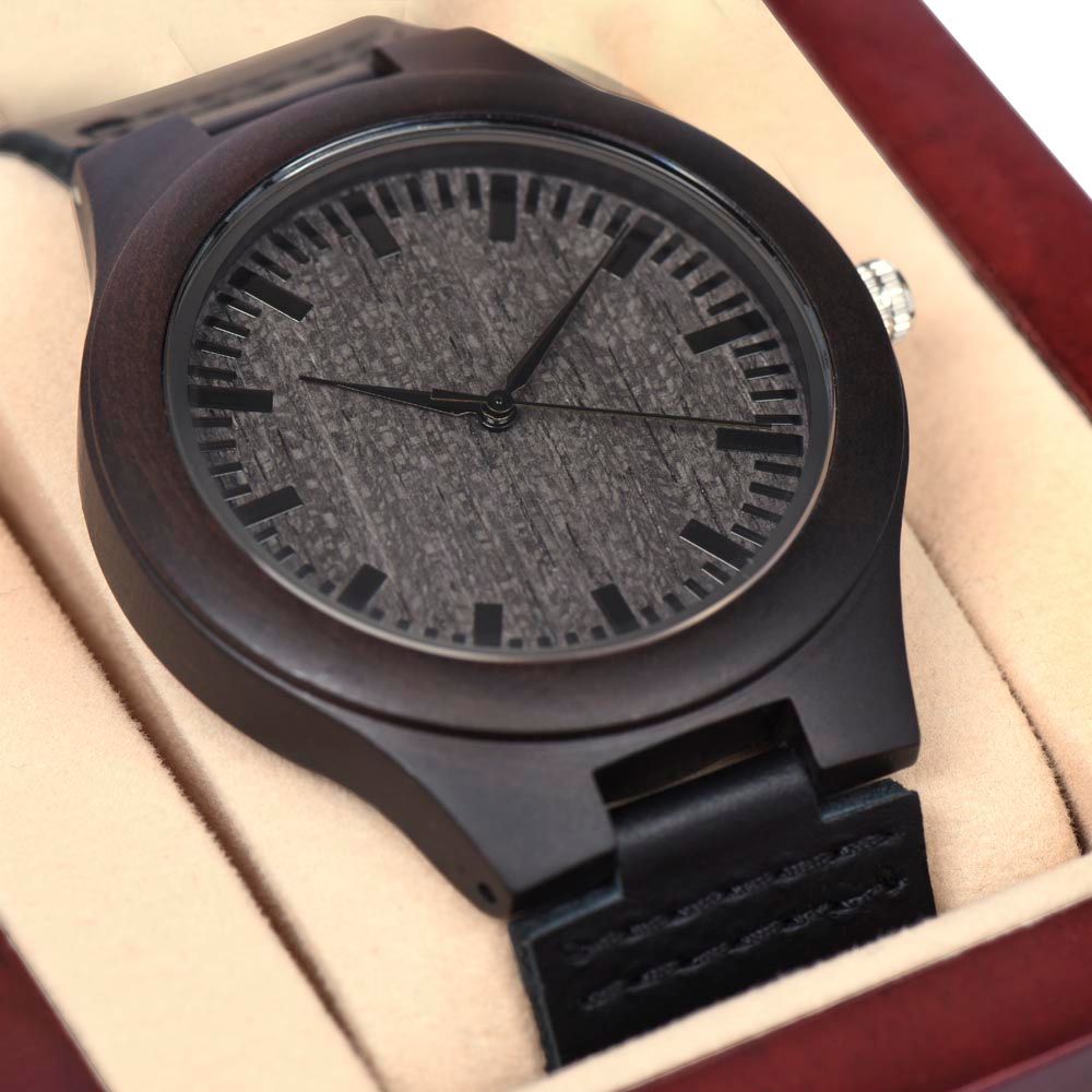 Sandalwood Black Wooden Watch Gift For Brother With A Note