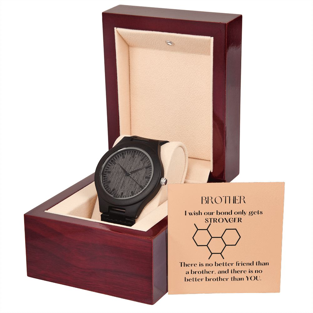 Sandalwood Black Wooden Watch Gift For Brother With A Note