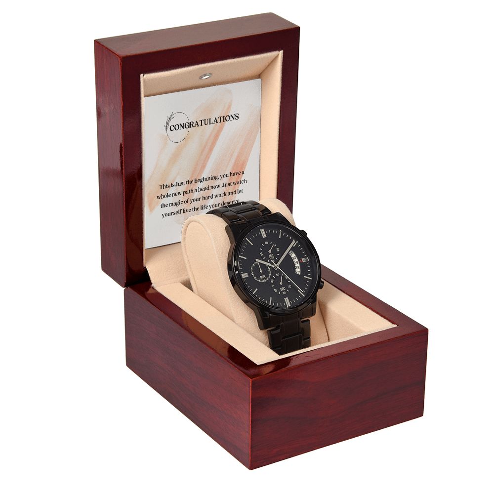 Black Chronograph Watch For Him of His Achievement