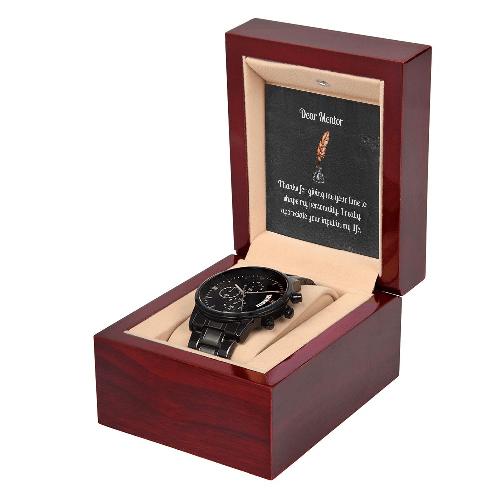 Dear Mentor Black Chronograph Watch Gift For Him