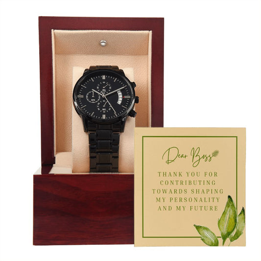 Black Chronograph Watch Appreciation Gift For Boss