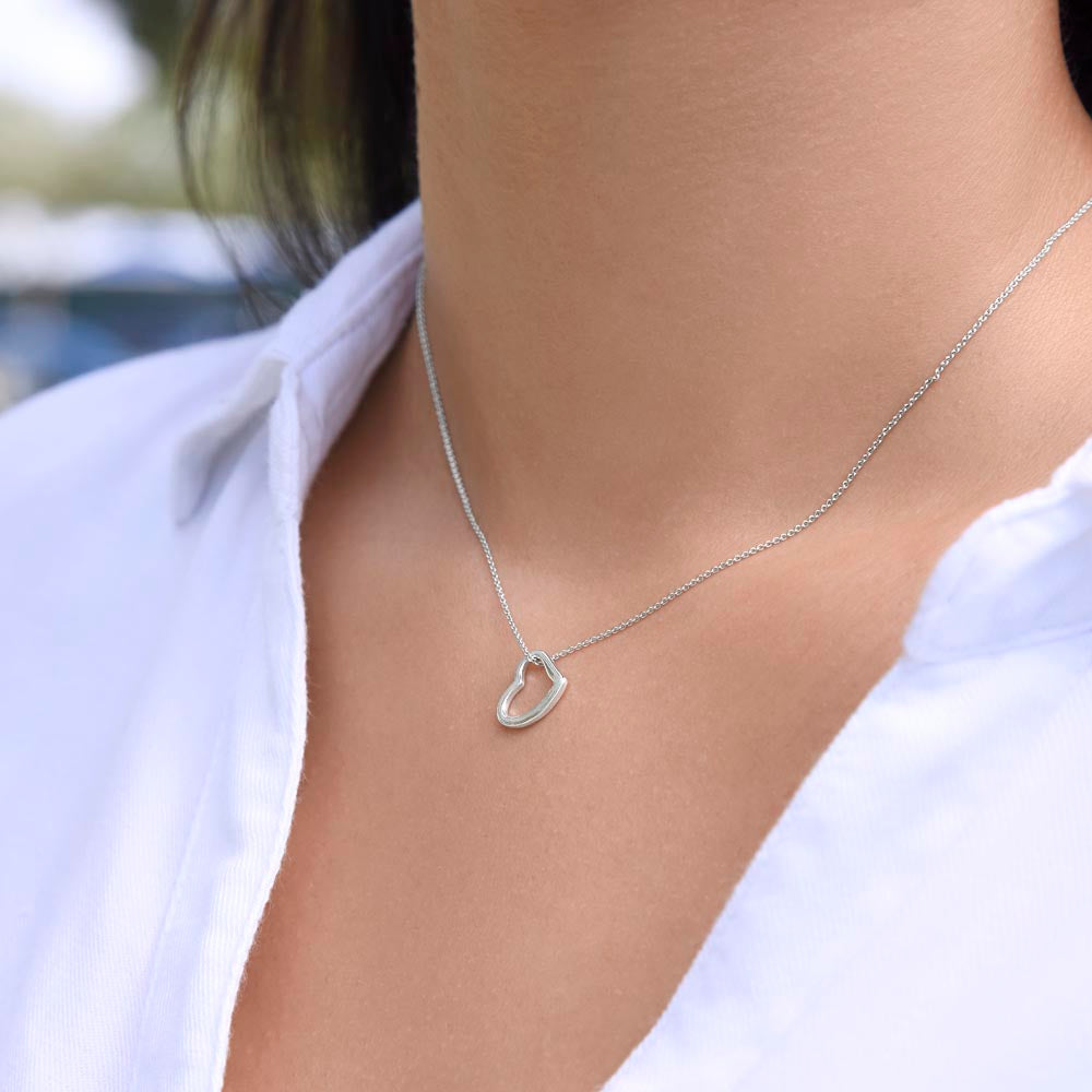 Delicate Heart Necklace Gift for Sister With Loving Note