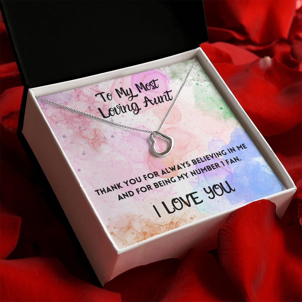 To My Most Loving Aunt Delicate Heart Necklace Gift For Her
