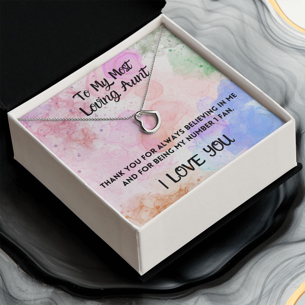 To My Most Loving Aunt Delicate Heart Necklace Gift For Her