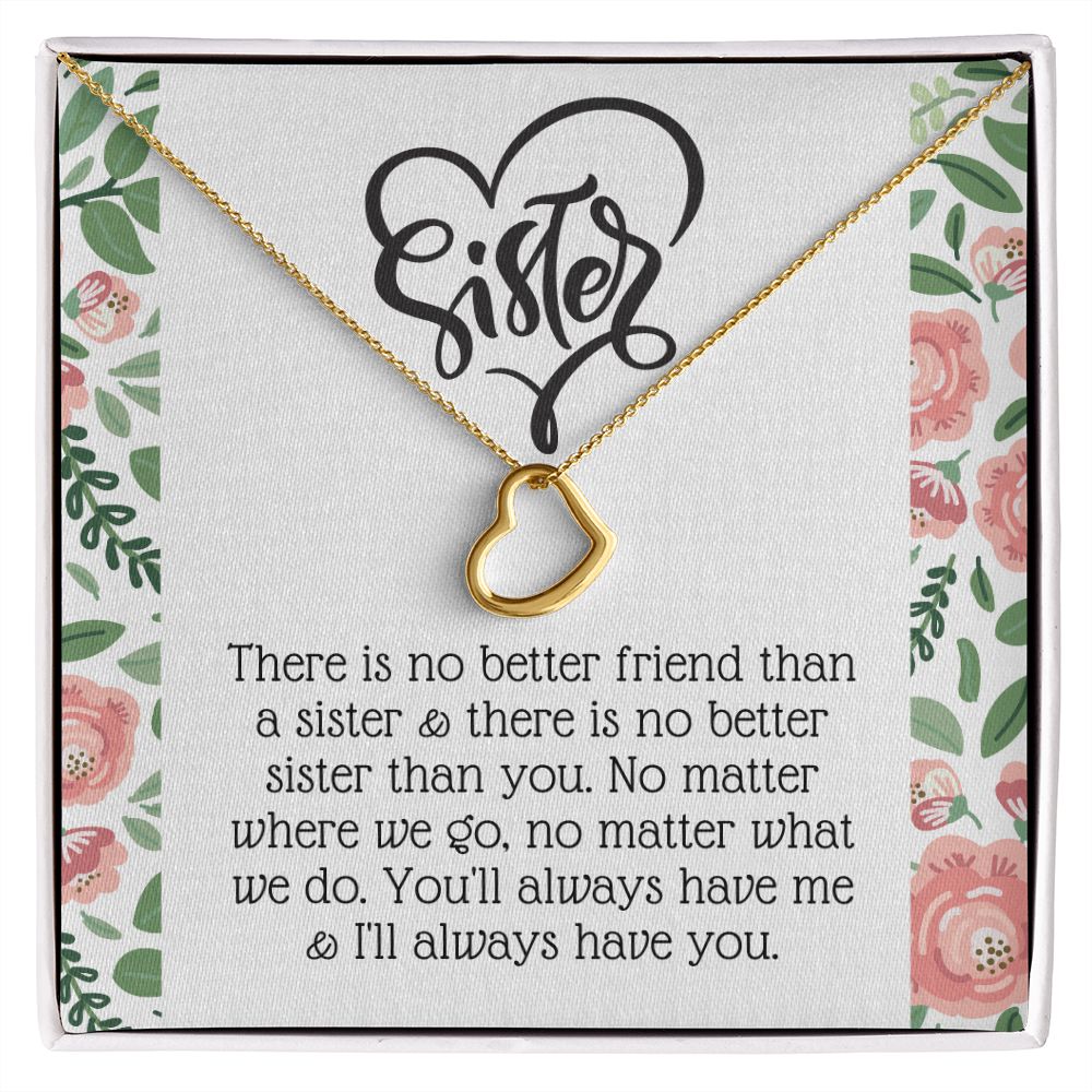 Delicate Heart Necklace Gift for Sister With Loving Note