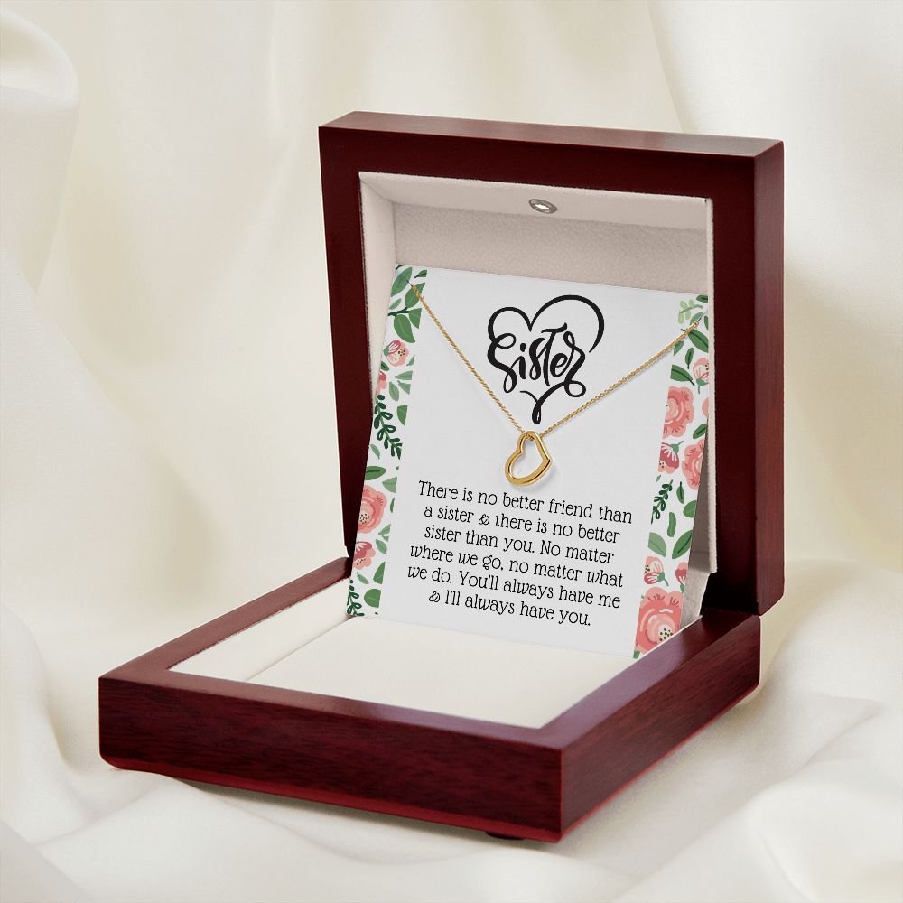 Delicate Heart Necklace Gift for Sister With Loving Note