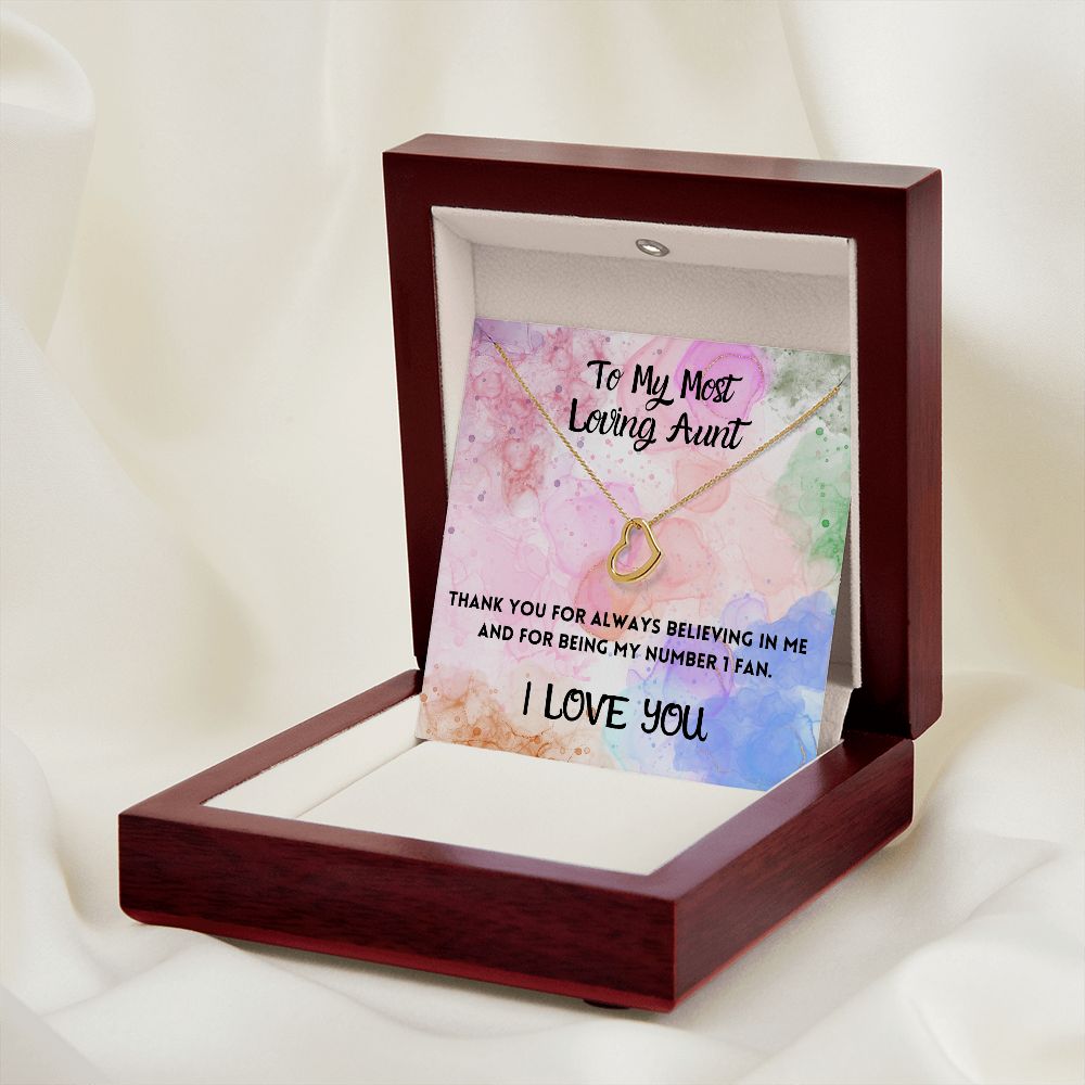 To My Most Loving Aunt Delicate Heart Necklace Gift For Her
