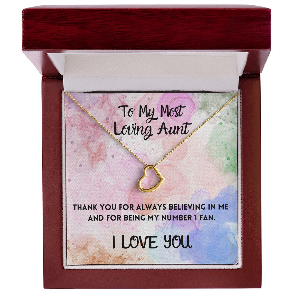 To My Most Loving Aunt Delicate Heart Necklace Gift For Her