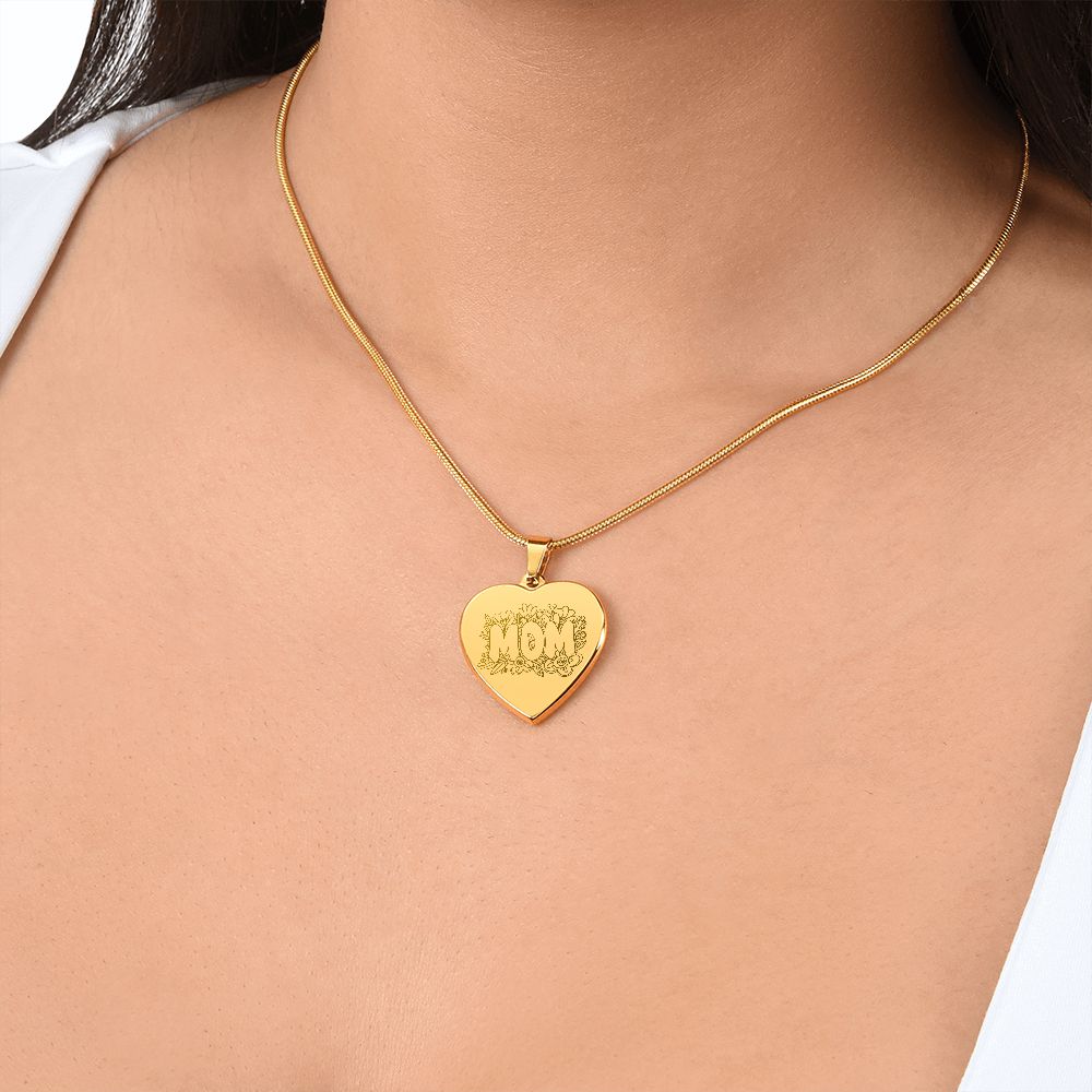 Mom Engraved Heart Necklace Gift For Mothers