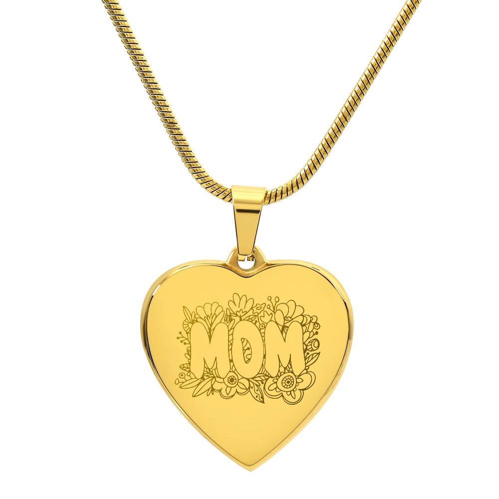 Mom Engraved Heart Necklace Gift For Mothers