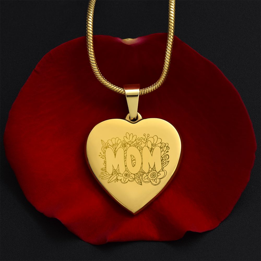 Mom Engraved Heart Necklace Gift For Mothers