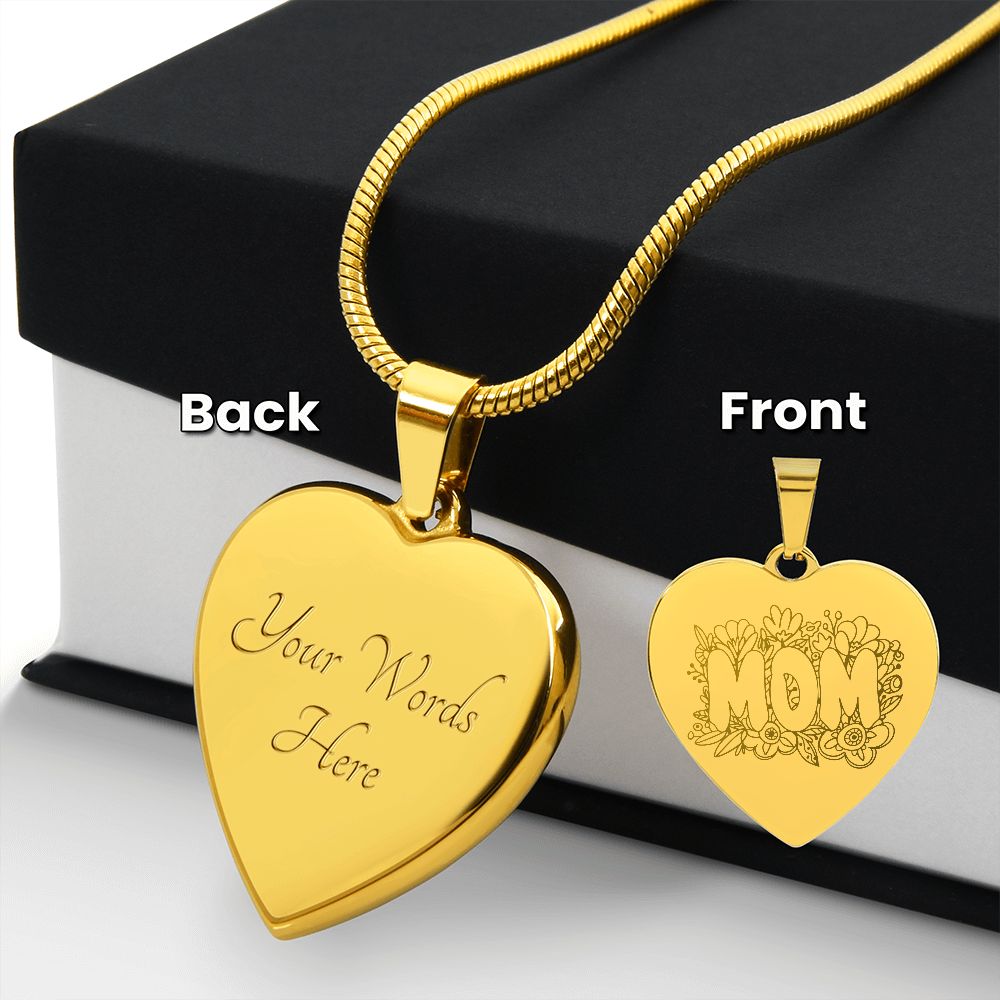 Mom Engraved Heart Necklace Gift For Mothers