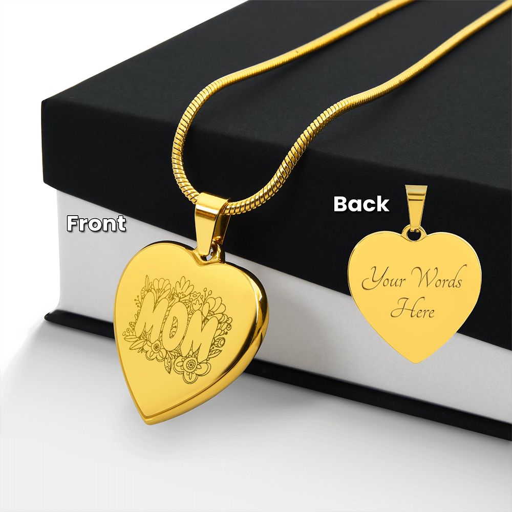 Mom Engraved Heart Necklace Gift For Mothers