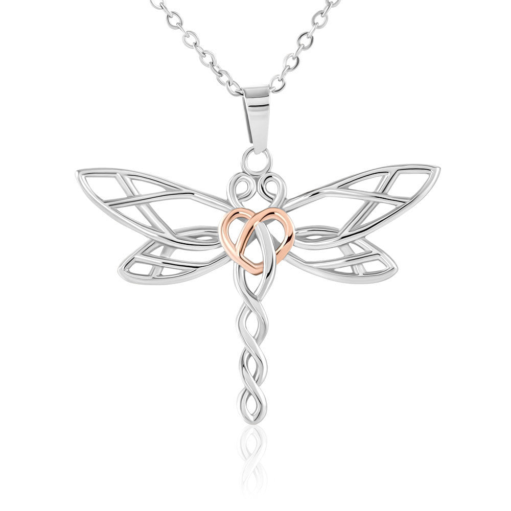 Dragonfly Necklace with Heart in the Middle - Gorgeous Gorgeous Girl Gift for Her - Gift of Hope - Birthday Gift