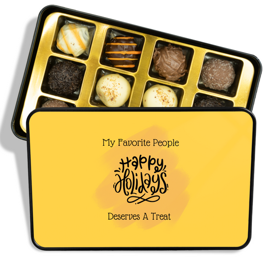 Happy Holidays- Tin Of 12 Handmade Truffles