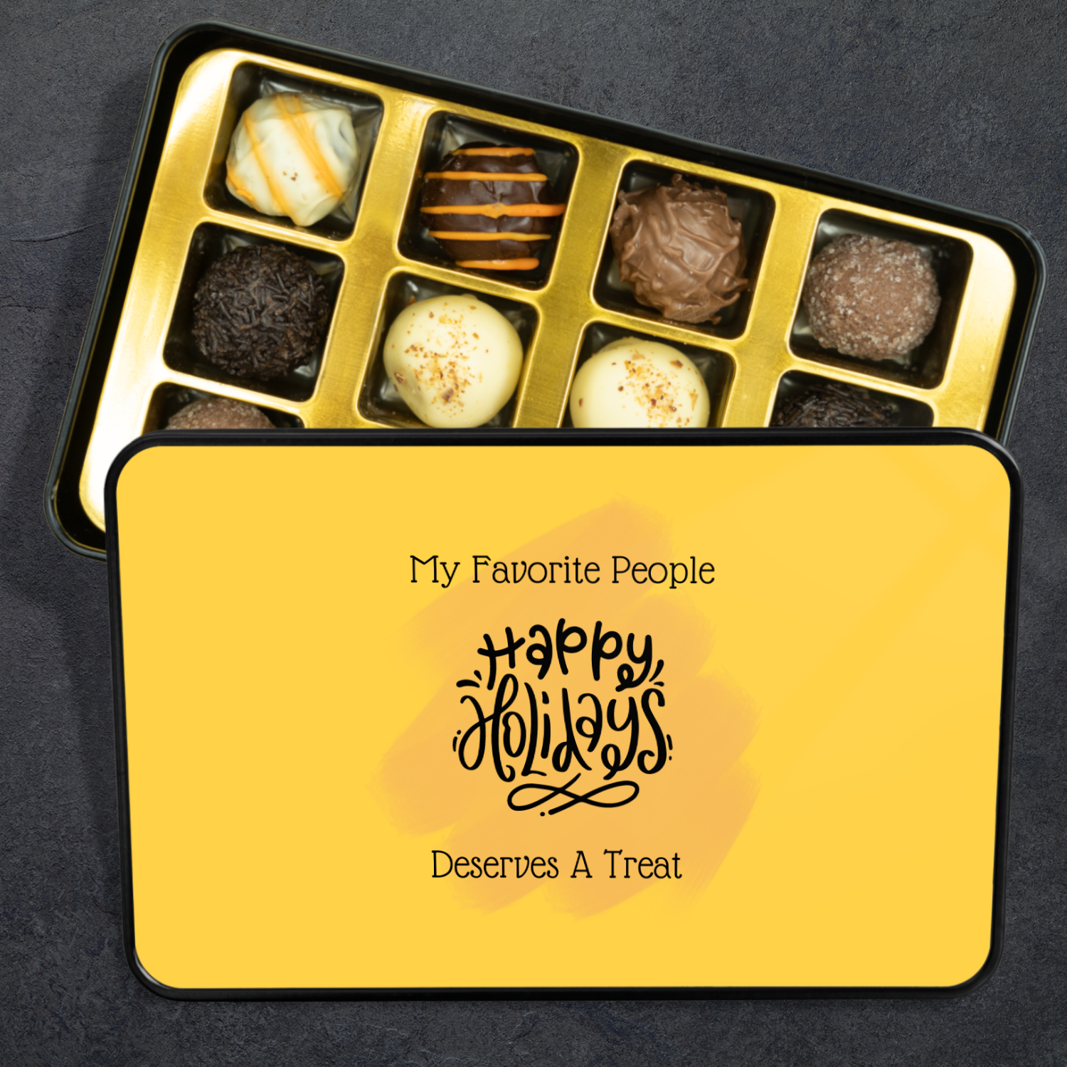 Happy Holidays- Tin Of 12 Handmade Truffles