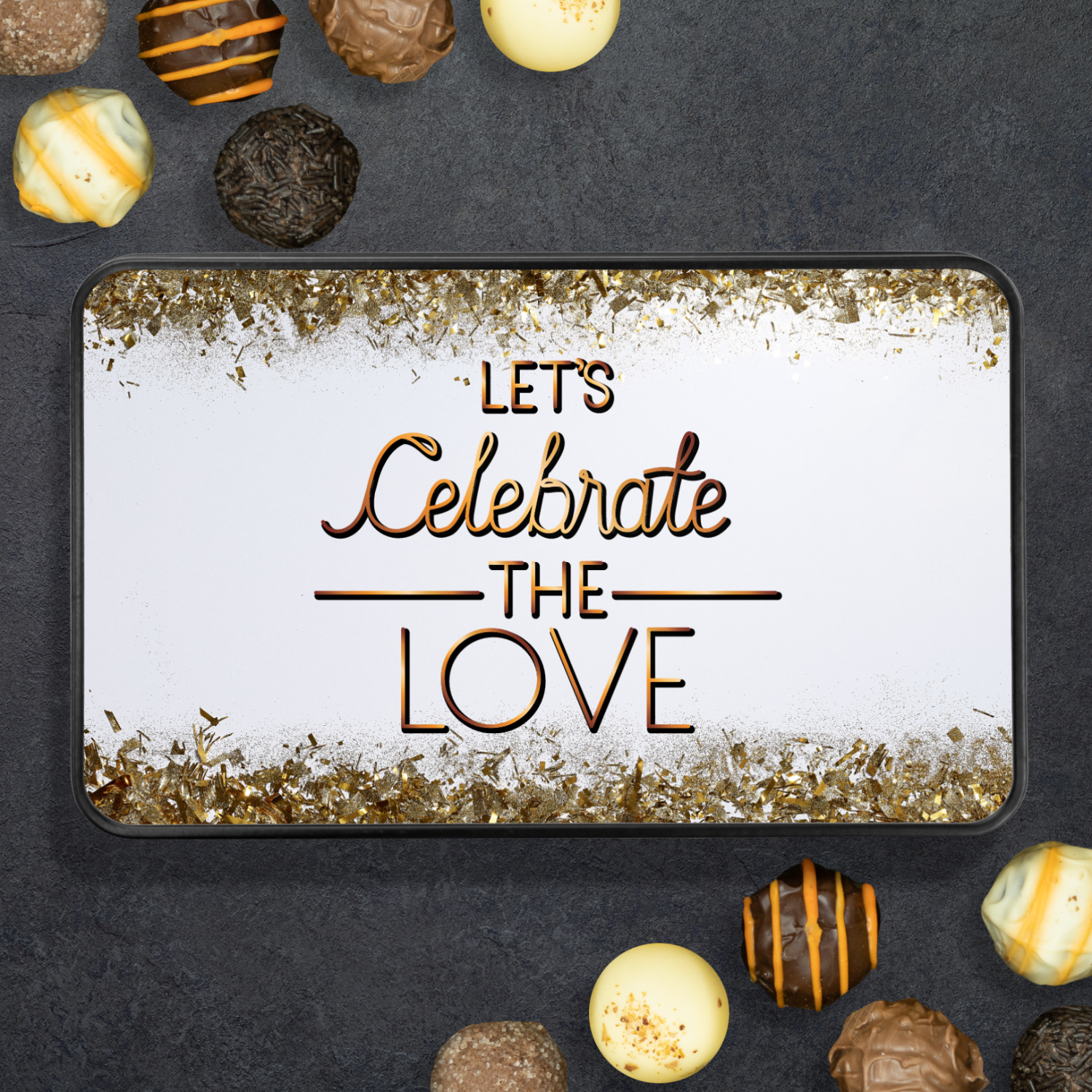 Let's Celebrate The Love - Tin of 12 Hand Made Chocolate Truffles