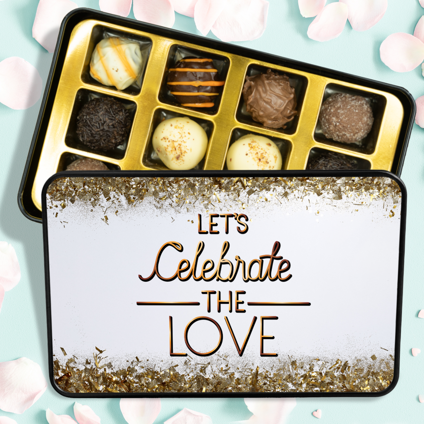 Let's Celebrate The Love - Tin of 12 Hand Made Chocolate Truffles