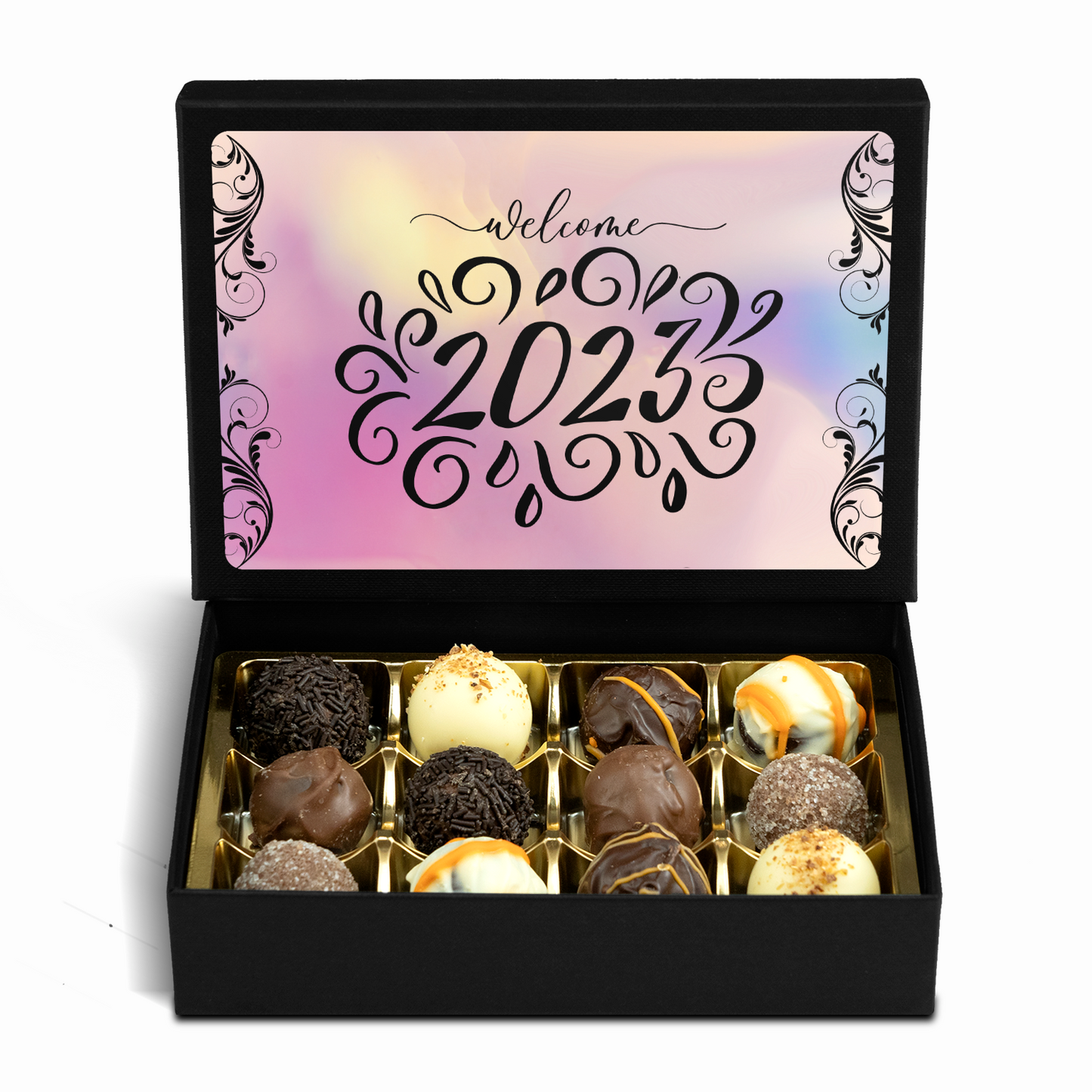 Welcome 2023 - Box of 12 Hand Made Chocolate Truffles - New Year Gift