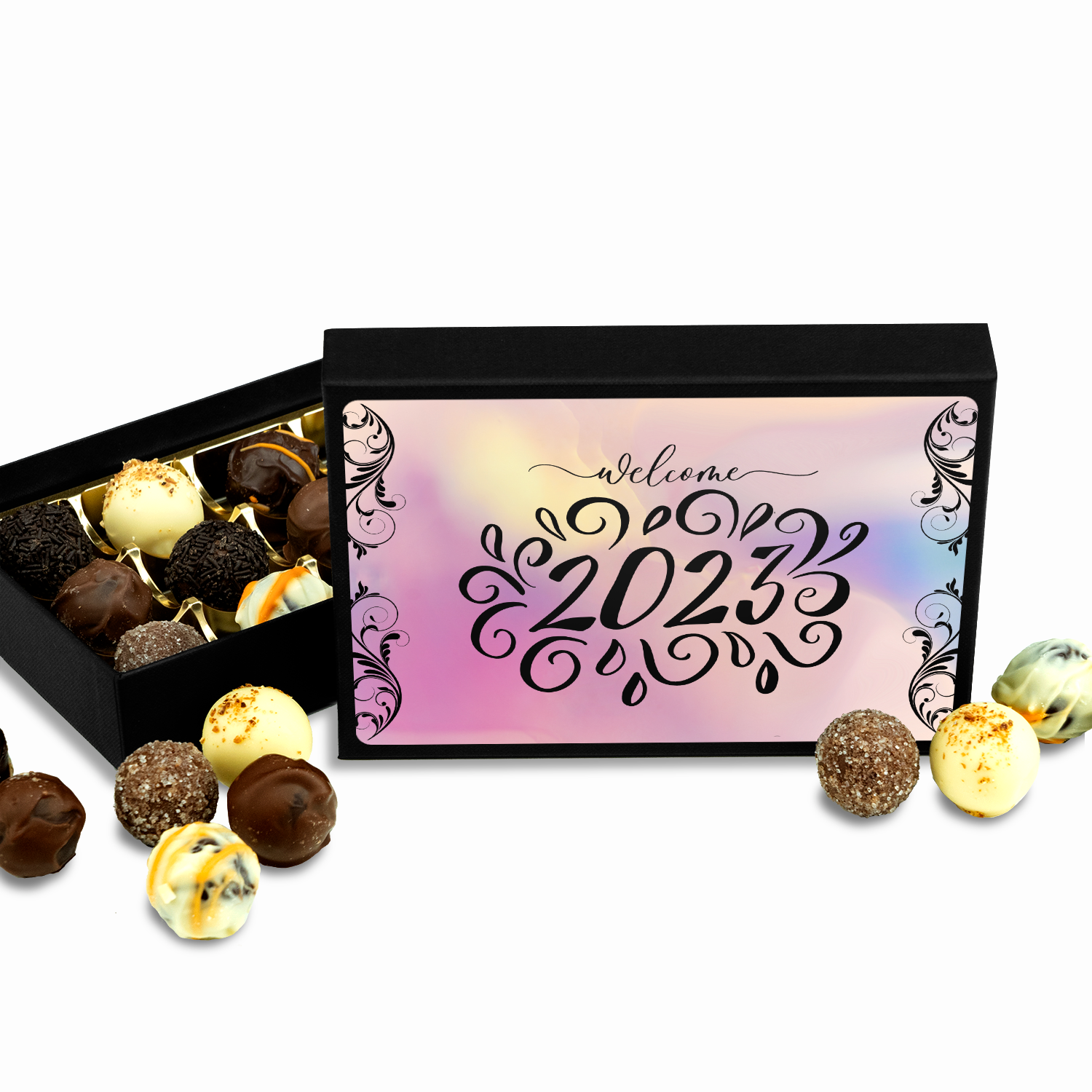 Welcome 2023 - Box of 12 Hand Made Chocolate Truffles - New Year Gift