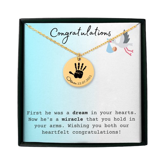 Actual Baby Hand Print Necklace